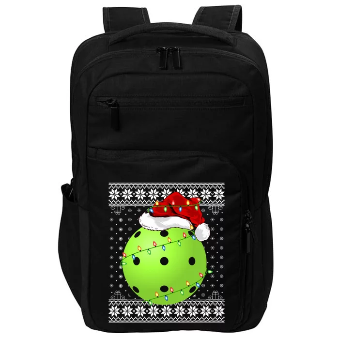 Pickleball Ugly Sweater Santa Lighting Pickleball Christmas Gift Impact Tech Backpack