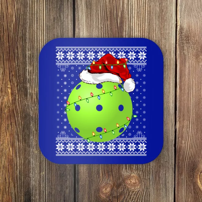 Pickleball Ugly Sweater Santa Lighting Pickleball Christmas Gift Coaster