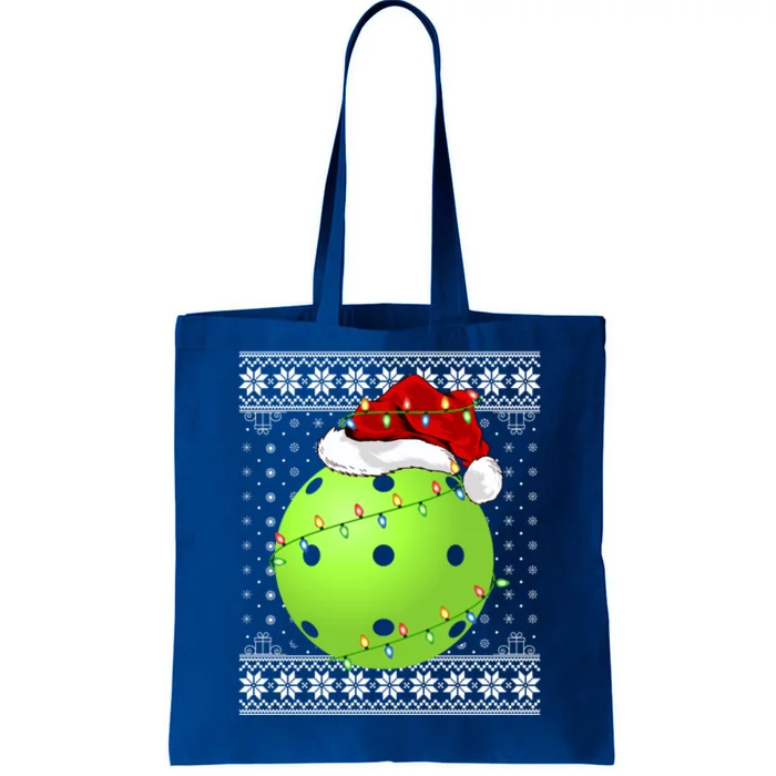 Pickleball Ugly Sweater Santa Lighting Pickleball Christmas Gift Tote Bag