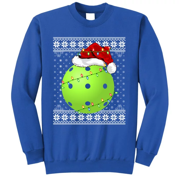 Pickleball Ugly Sweater Santa Lighting Pickleball Christmas Gift Tall Sweatshirt