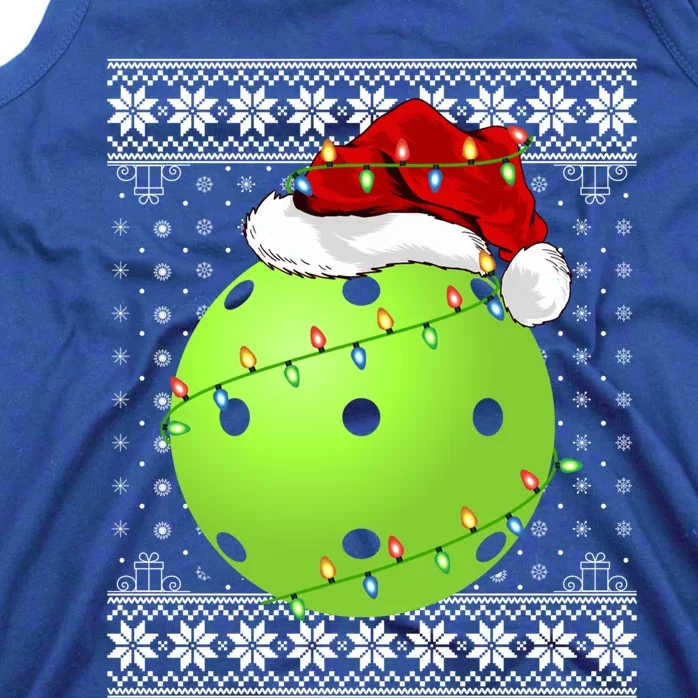 Pickleball Ugly Sweater Santa Lighting Pickleball Christmas Gift Tank Top