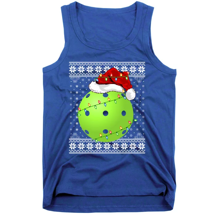 Pickleball Ugly Sweater Santa Lighting Pickleball Christmas Gift Tank Top