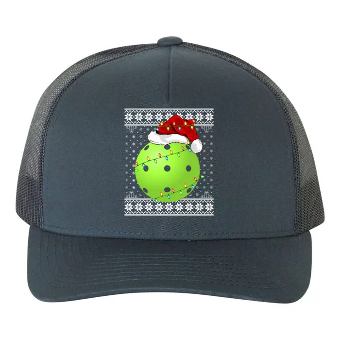 Pickleball Ugly Sweater Santa Lighting Pickleball Christmas Gift Yupoong Adult 5-Panel Trucker Hat