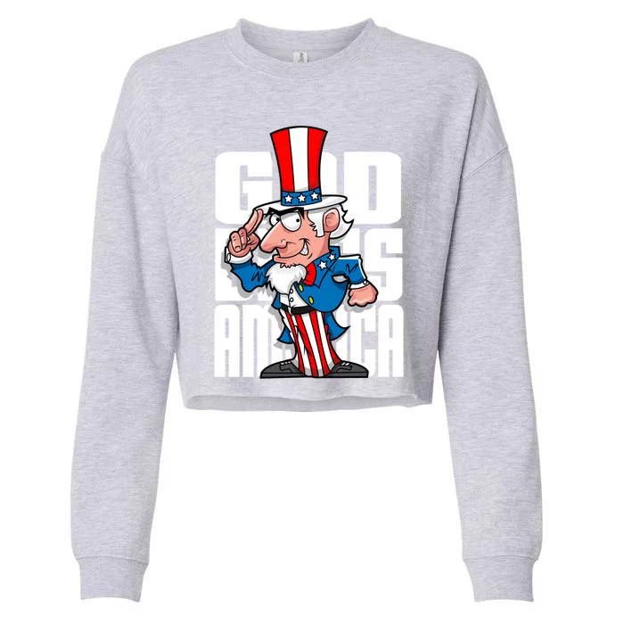 Patriotic Uncle Sam God Bless America Gift Cropped Pullover Crew