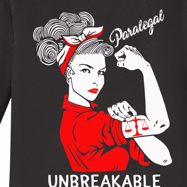 Paralegal Unbreakable Strong Woman Rosie The Riveter Baby Long Sleeve Bodysuit