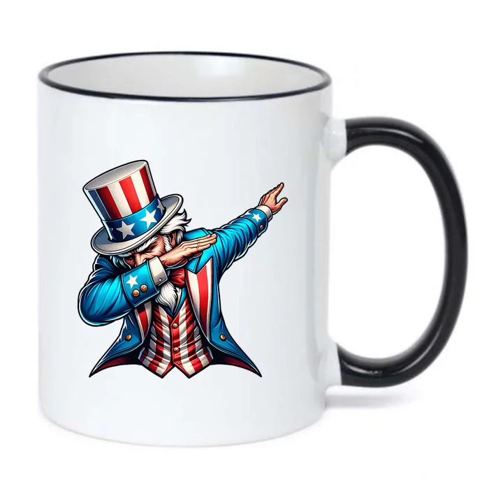 Patriotic Uncle Sam Dabbing 4th Of July American Us Flag Black Color Changing Mug