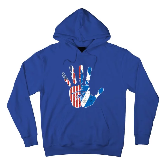 Proud Usa Scotland Handprint Flag American Scottish Heritage Great Gift Tall Hoodie