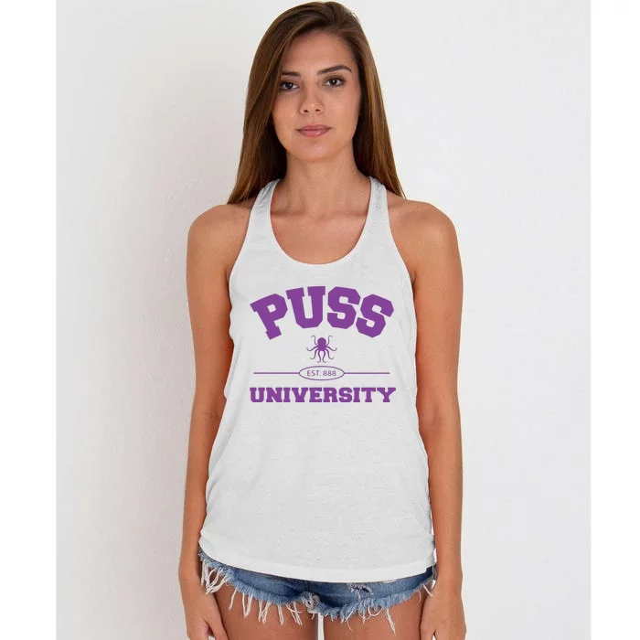 PUSS University Sweatshirt Women's Knotted Racerback Tank