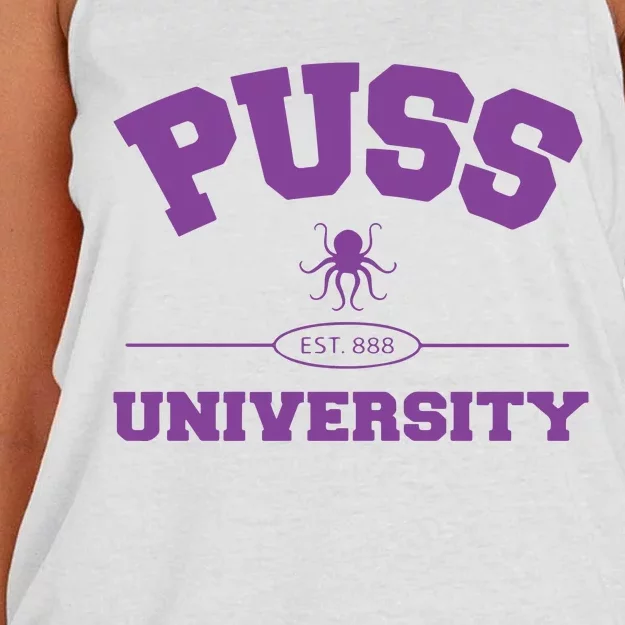 PUSS University Sweatshirt Women's Knotted Racerback Tank