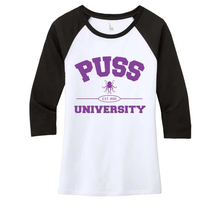 PUSS University Sweatshirt Women's Tri-Blend 3/4-Sleeve Raglan Shirt