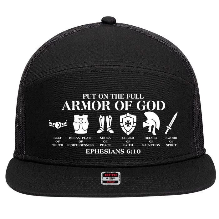 Put on the Full Armor of God Ephesians 6:10 7 Panel Mesh Trucker Snapback Hat