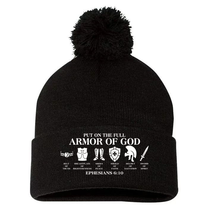 Put on the Full Armor of God Ephesians 6:10 Pom Pom 12in Knit Beanie