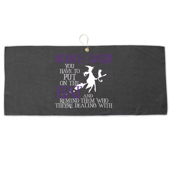 Put On The Hat Funny Witch Halloween Large Microfiber Waffle Golf Towel