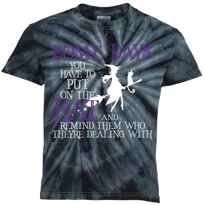 Put On The Hat Funny Witch Halloween Kids Tie-Dye T-Shirt