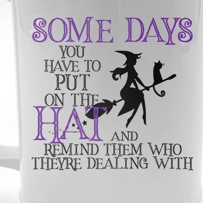 Put On The Hat Funny Witch Halloween Front & Back Beer Stein