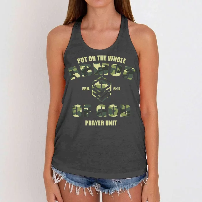 Put On The Whole Armor Of God Prayer Unit Women's Knotted Racerback Tank