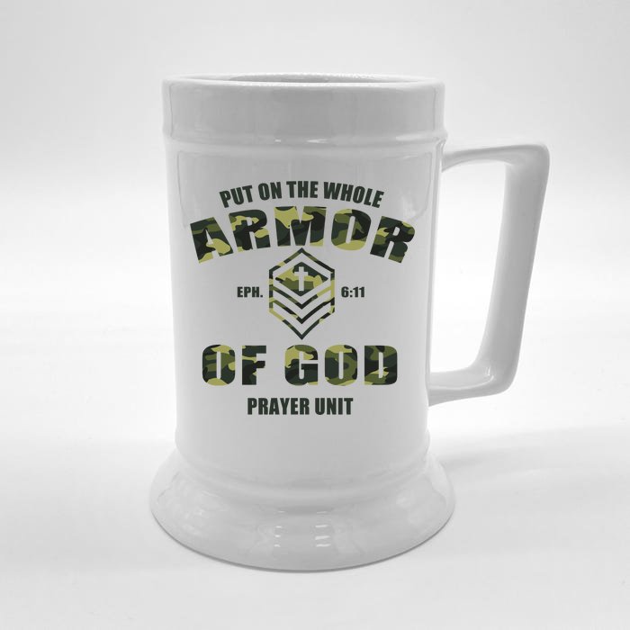 Put On The Whole Armor Of God Prayer Unit Front & Back Beer Stein