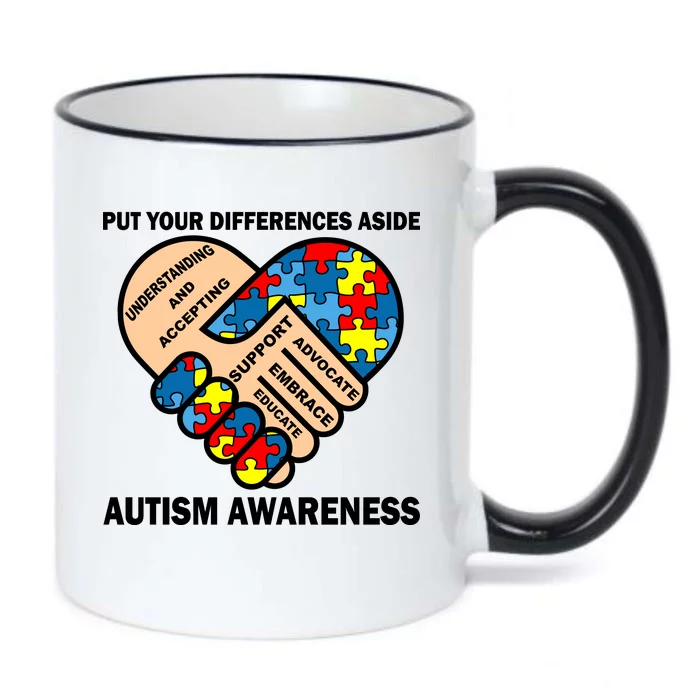 Put Your Differences Aside Autism Awareness Black Color Changing Mug