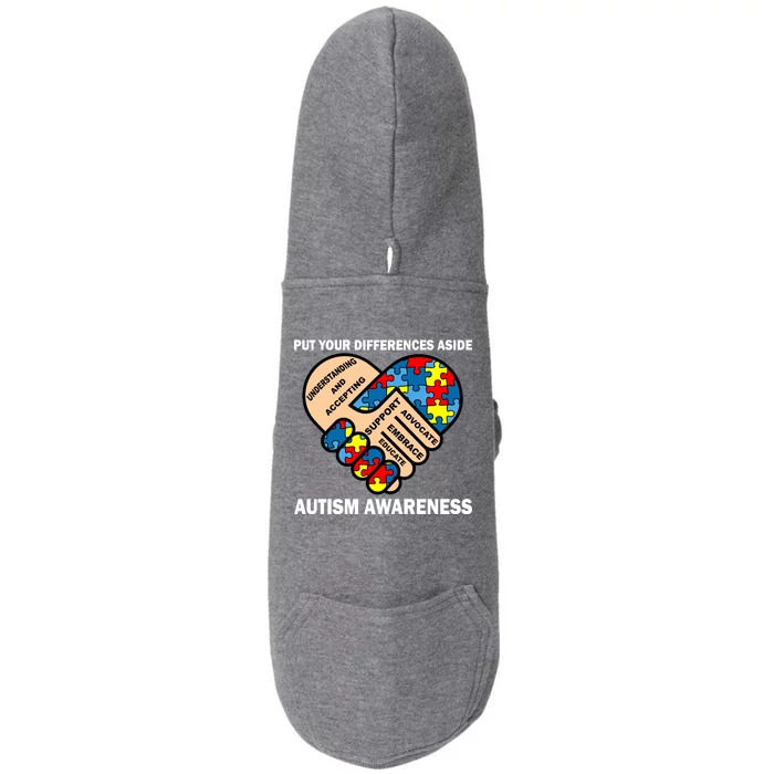 Put Your Differences Aside Autism Awareness Doggie 3-End Fleece Hoodie