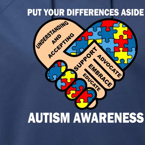 Put Your Differences Aside Autism Awareness Performance Fleece Hoodie