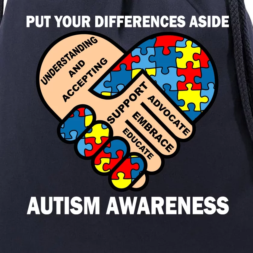 Put Your Differences Aside Autism Awareness Drawstring Bag