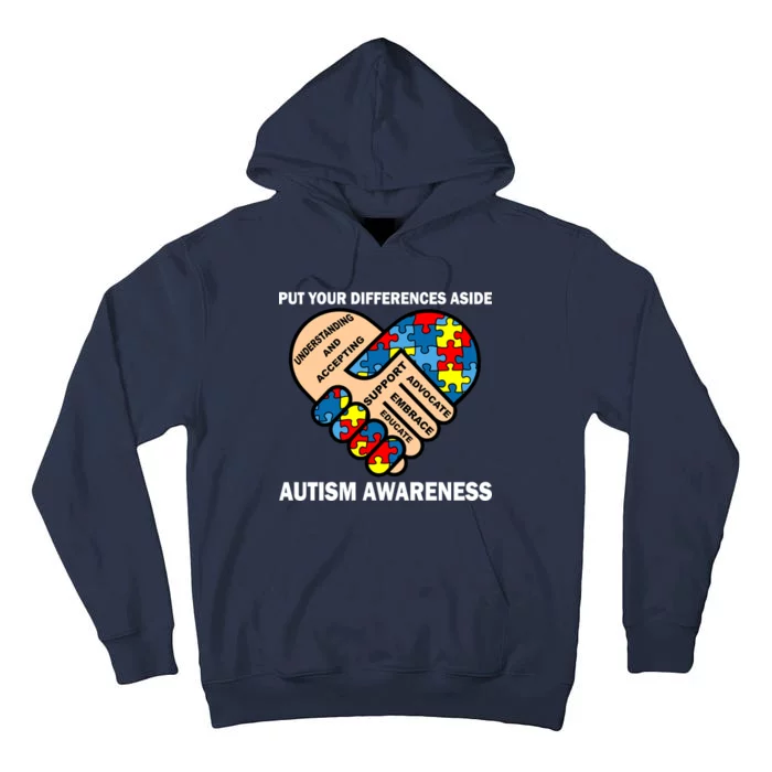 Put Your Differences Aside Autism Awareness Tall Hoodie