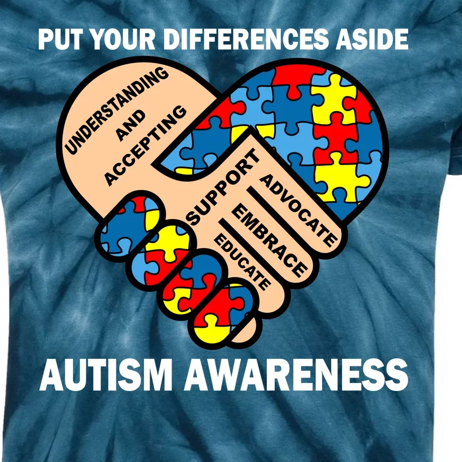 Put Your Differences Aside Autism Awareness Kids Tie-Dye T-Shirt