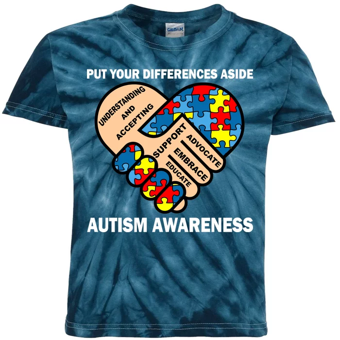 Put Your Differences Aside Autism Awareness Kids Tie-Dye T-Shirt