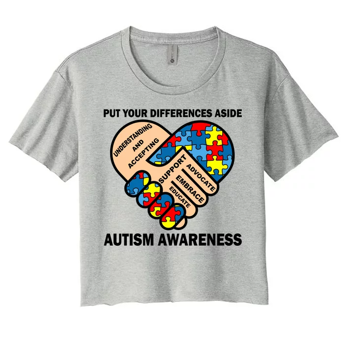 Put Your Differences Aside Autism Awareness Women's Crop Top Tee