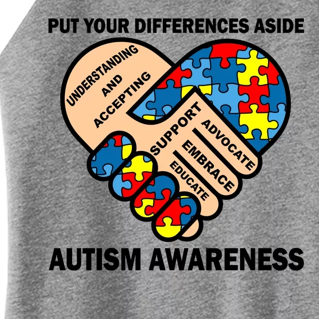 Put Your Differences Aside Autism Awareness Women’s Perfect Tri Rocker Tank