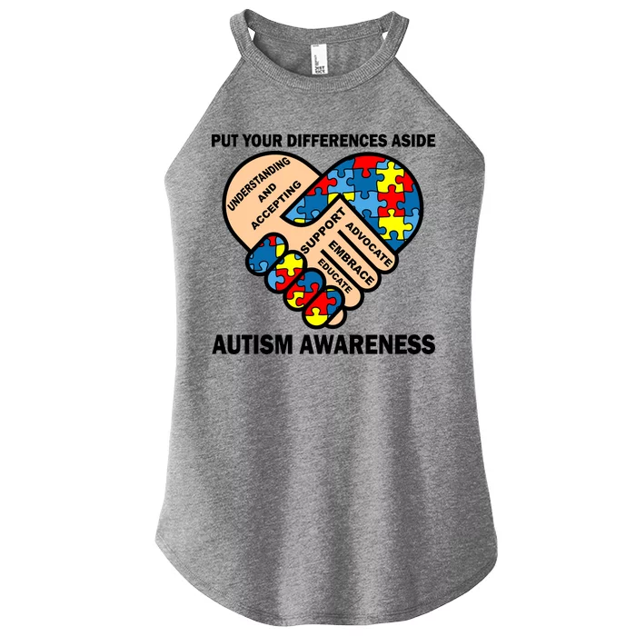 Put Your Differences Aside Autism Awareness Women’s Perfect Tri Rocker Tank