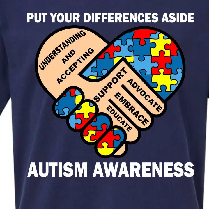 Put Your Differences Aside Autism Awareness Sueded Cloud Jersey T-Shirt