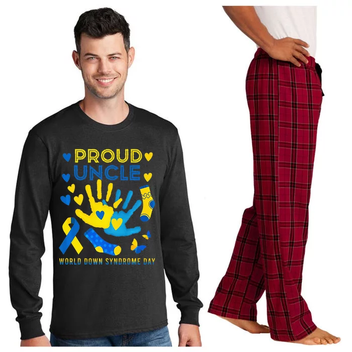 Proud Uncle T21 World Down Syndrome Awareness Day Ribbon Long Sleeve Pajama Set