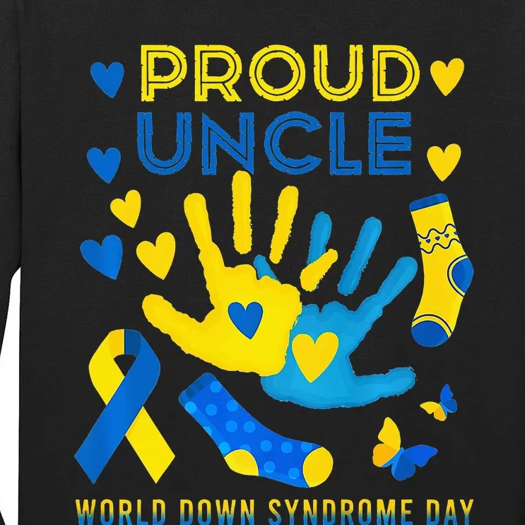 Proud Uncle T21 World Down Syndrome Awareness Day Ribbon Tall Long Sleeve T-Shirt