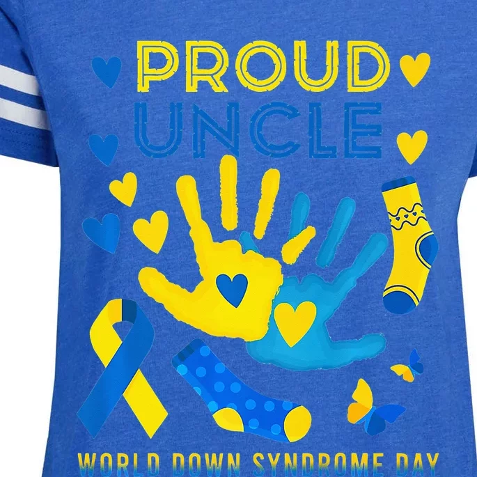 Proud Uncle T21 World Down Syndrome Awareness Day Ribbon Enza Ladies Jersey Football T-Shirt