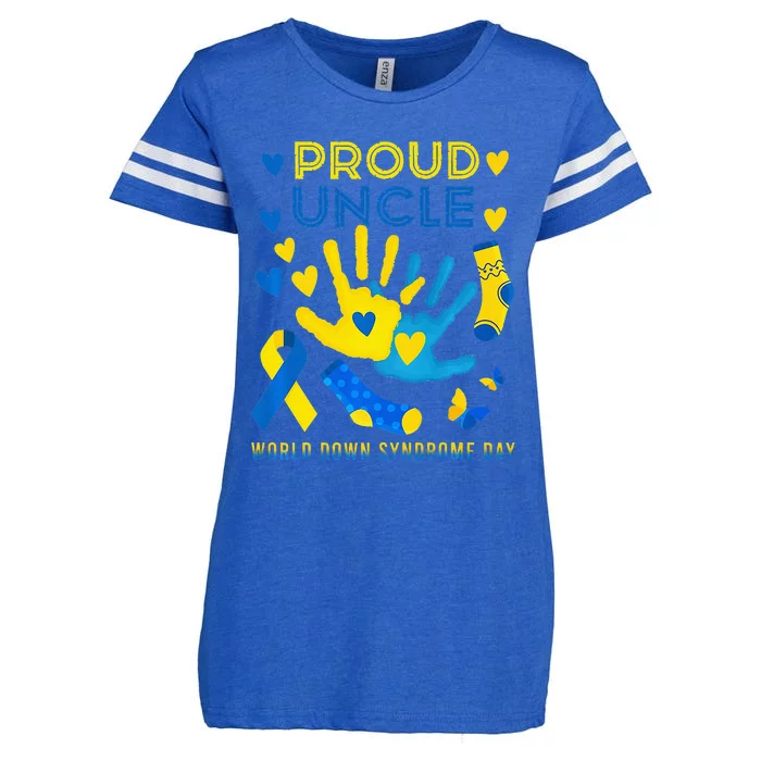 Proud Uncle T21 World Down Syndrome Awareness Day Ribbon Enza Ladies Jersey Football T-Shirt