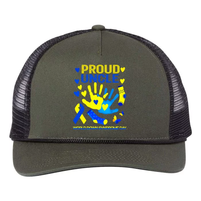 Proud Uncle T21 World Down Syndrome Awareness Day Ribbon Gift Family Matching Retro Rope Trucker Hat Cap