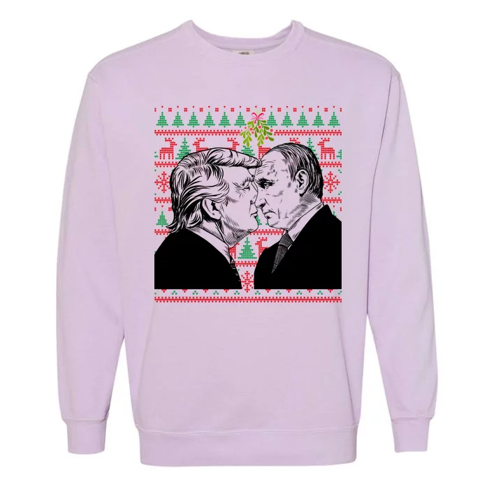 Putin Trump Mistletoe Ugly Christmas Sweater Garment-Dyed Sweatshirt