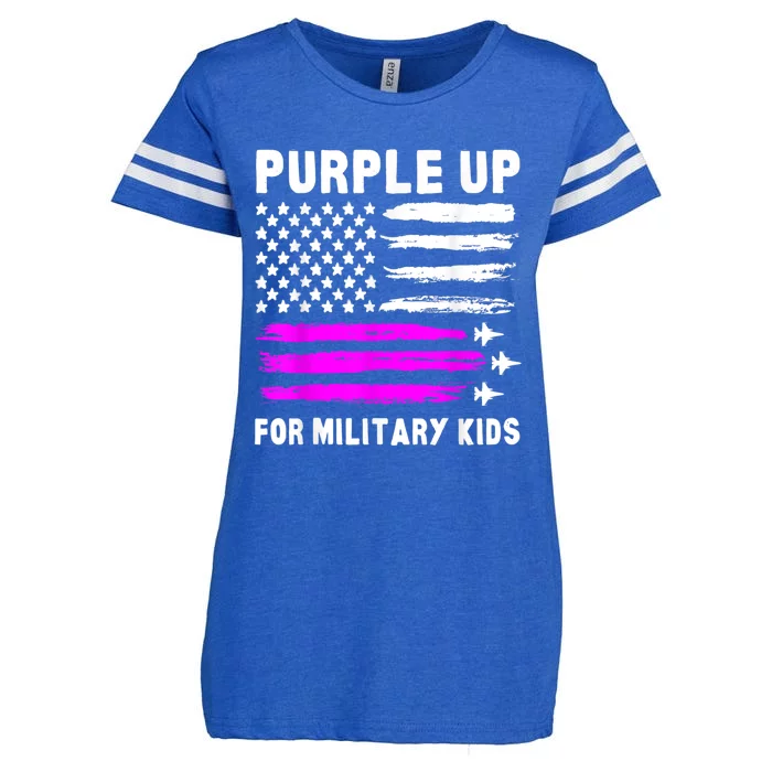 Purple Up US Flag Fighter Jet Military Child Enza Ladies Jersey Football T-Shirt