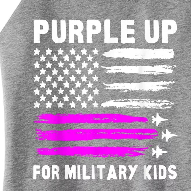 Purple Up US Flag Fighter Jet Military Child Women’s Perfect Tri Rocker Tank