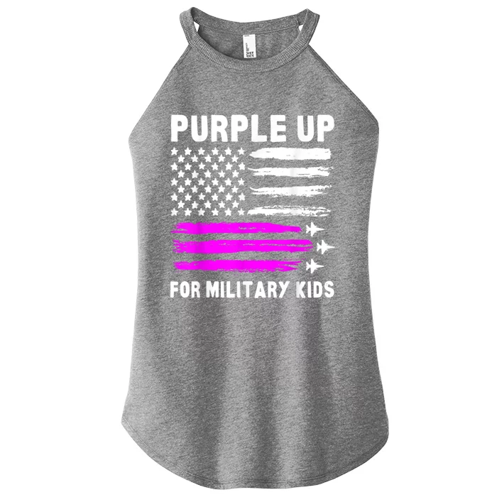 Purple Up US Flag Fighter Jet Military Child Women’s Perfect Tri Rocker Tank