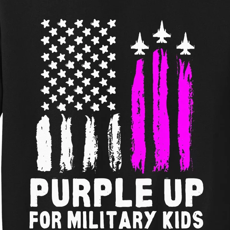 Purple Up US Flag Fighter Jet Military Kids Military Child Tall Sweatshirt