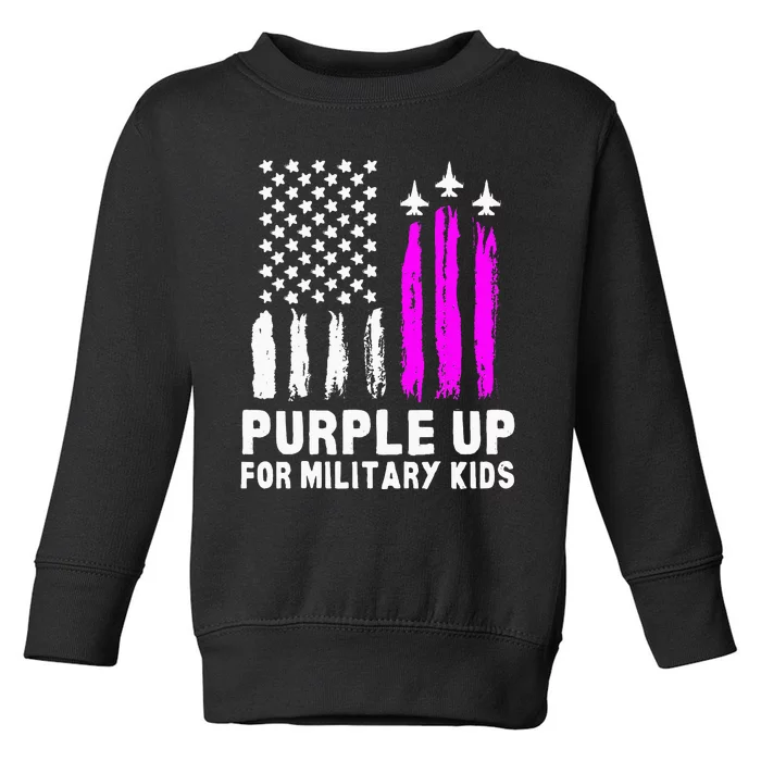 Purple Up US Flag Fighter Jet Military Kids Military Child Toddler Sweatshirt