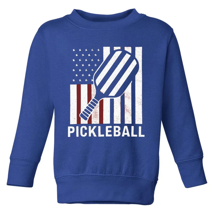 Pickleball Usa Us Flag Pickleball Player Paddleball Lover Gift Toddler Sweatshirt