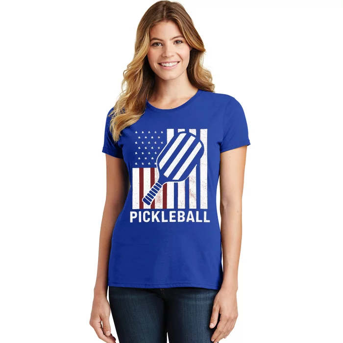 Pickleball Usa Us Flag Pickleball Player Paddleball Lover Gift Women's T-Shirt