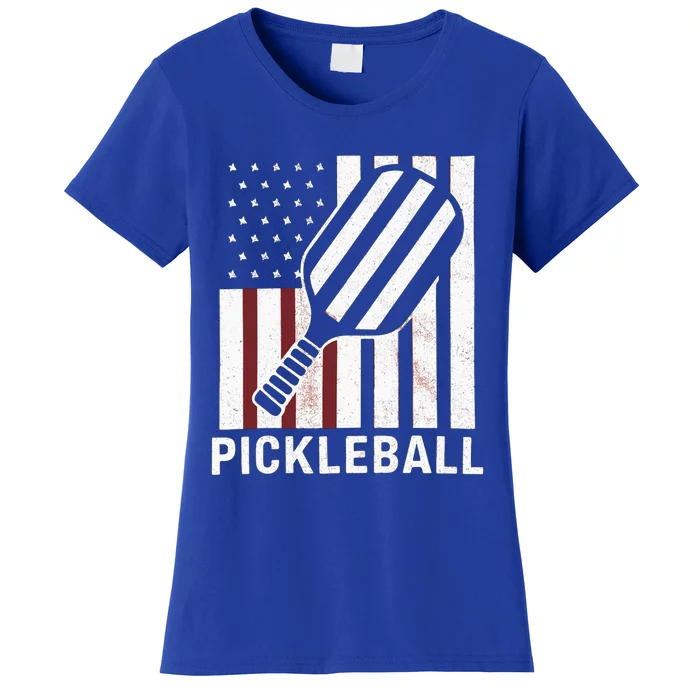 Pickleball Usa Us Flag Pickleball Player Paddleball Lover Gift Women's T-Shirt