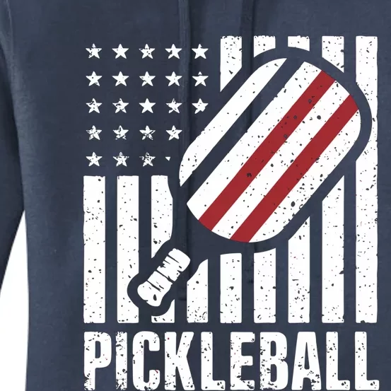 Pickleball Usa Us Flag Pickleball Player Paddleball Lover Great Gift Women's Pullover Hoodie