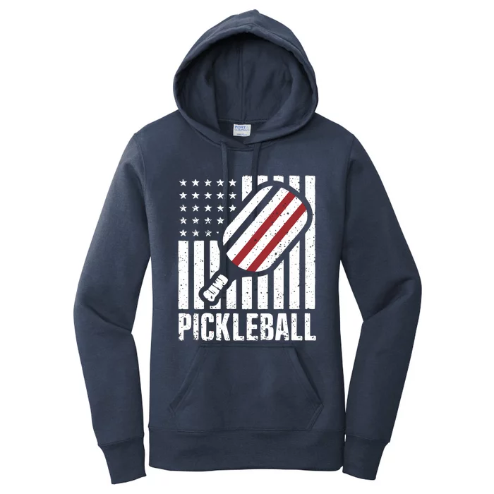 Pickleball Usa Us Flag Pickleball Player Paddleball Lover Great Gift Women's Pullover Hoodie