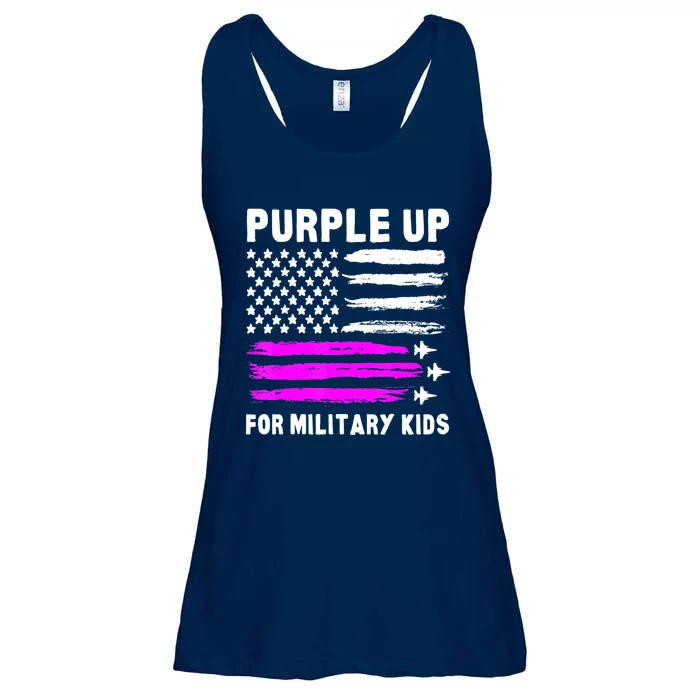 Purple Up US Flag Fighter Jet Military Military Child Ladies Essential Flowy Tank