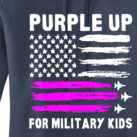 Purple Up US Flag Fighter Jet Military Military Child Women's Pullover Hoodie